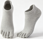 breathable cotton five toe yoga socks with full sole grips